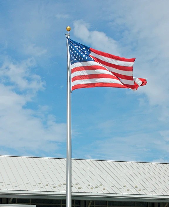Basic Flagpole with the American flag flying from it
