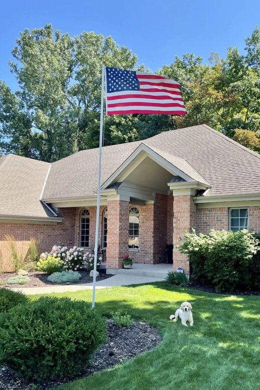 An American flag flying from an installed flagpole in Maryland